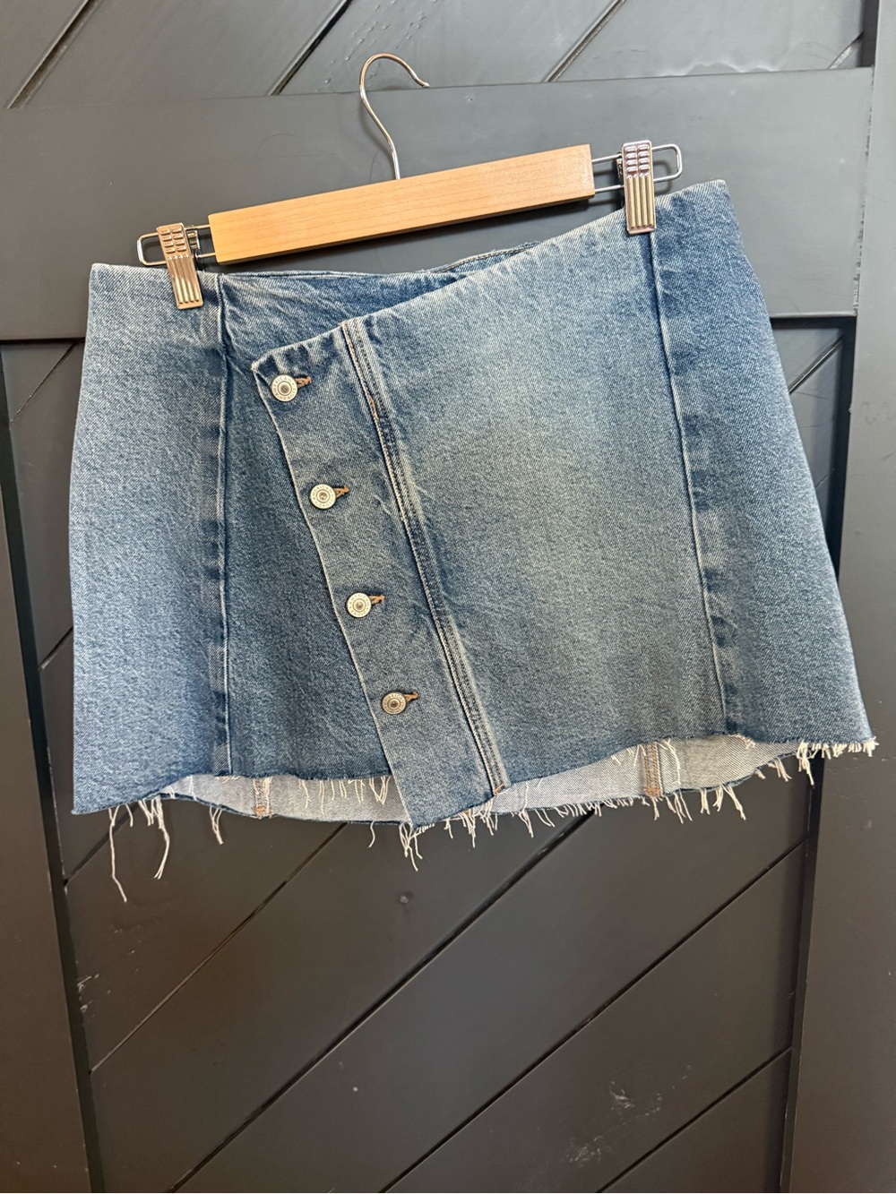 American Eagle Outfitters Blue Denim Button-Front Mini Skirt